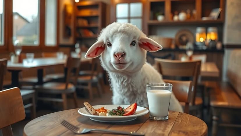 Bä bä vita lamm gick på restaurang